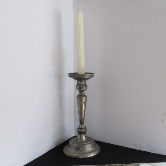 Art Deco Candle Holder, Pillar, Taper, Silver plated, Zinc, Distressed, Vintage - Picture 1 of 14